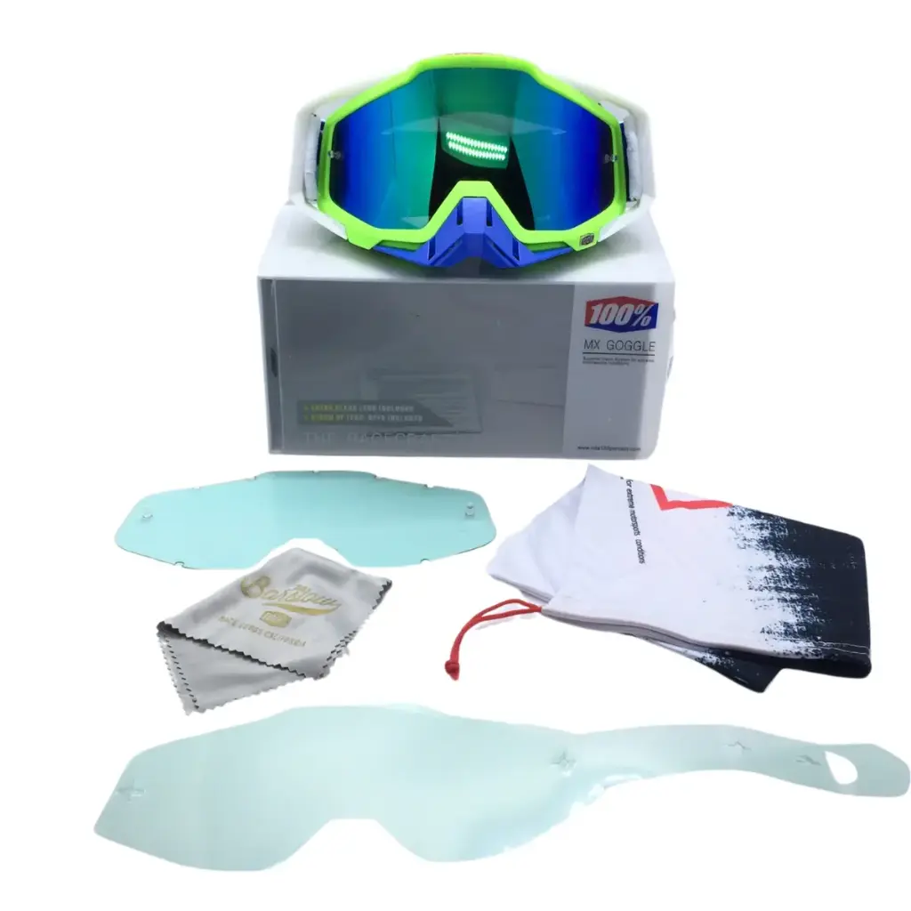 [BQ-003004] Antiparras 100% Espejada Racecraft Enduro Motocross Color Verde y Azul