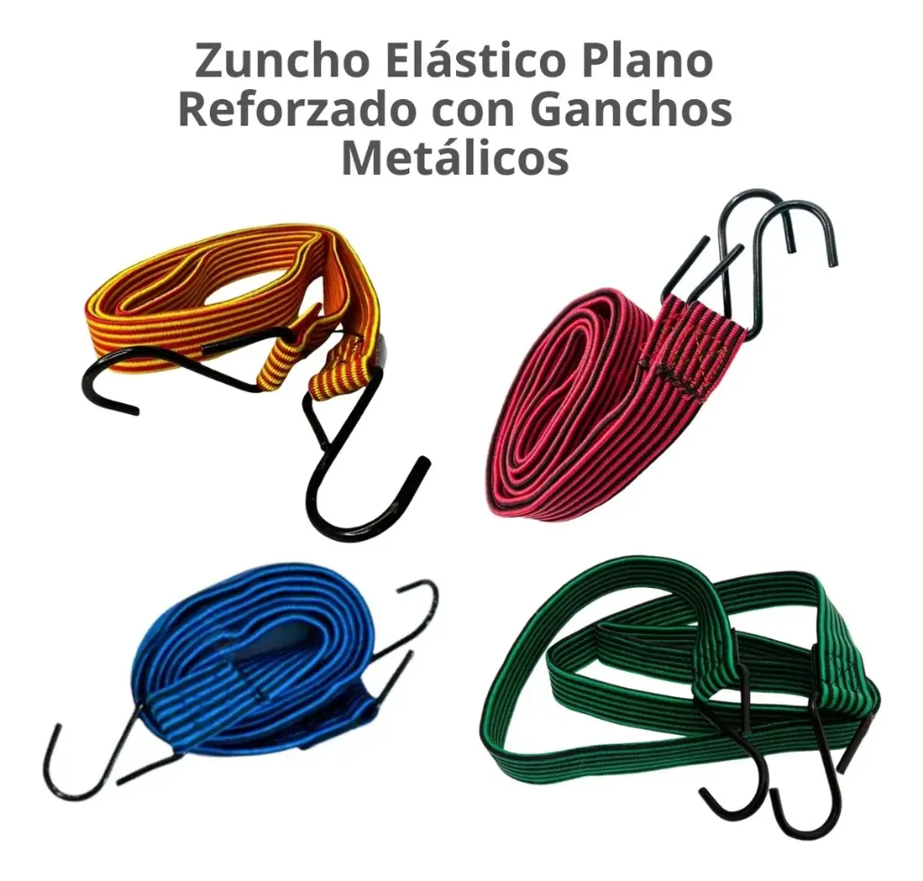 [BQ-20020] Zuncho Elástico Ganchos Metálicos 1mt. (Paq. x 10/ Sutidos)