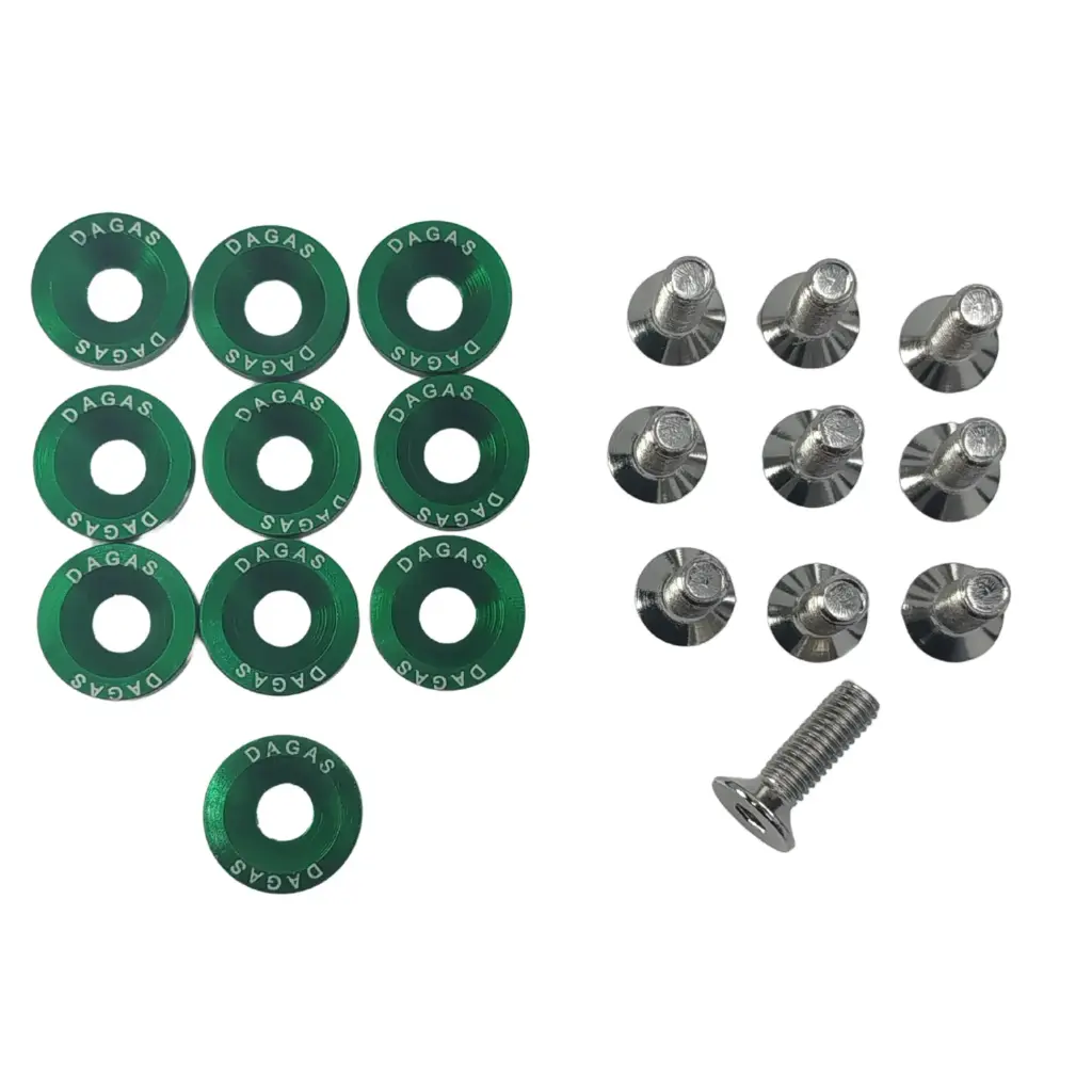 [BQ-004001] Arandelas Anodizadas Tornillos M6 Moto Auto Cuatri Atv Color Verde (x10)
