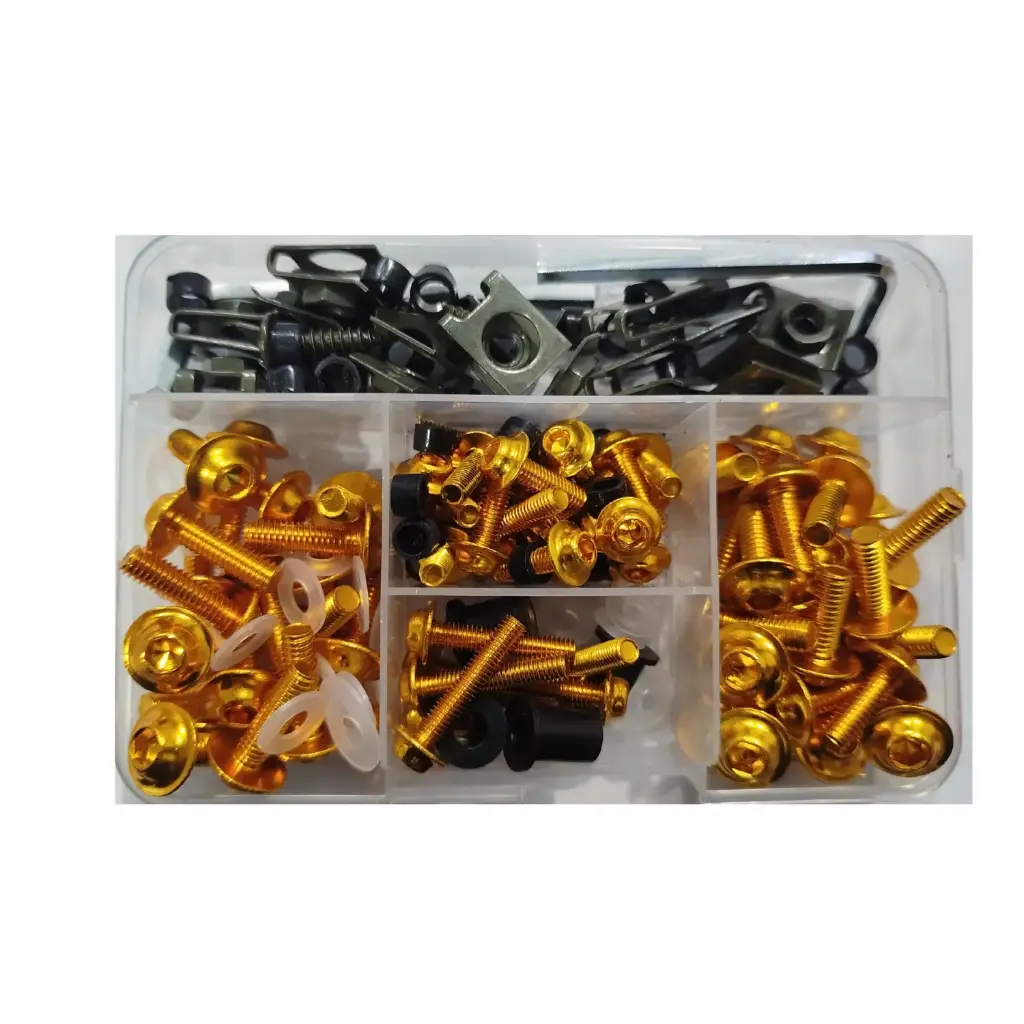 [BQ-16901] Kit De Tornillo Anonizados + Tuerca Flotante 117 Piezas Color Dorado