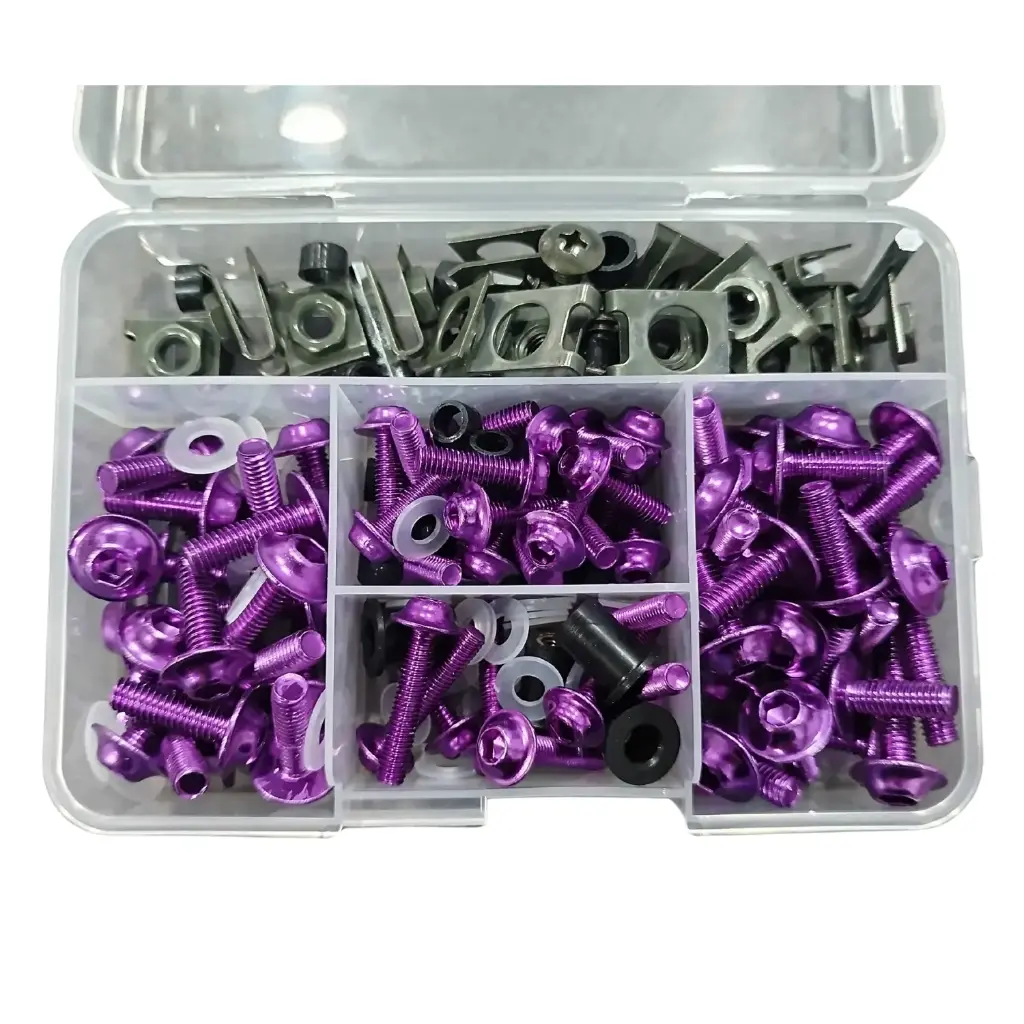 [BQ-16902] Kit De Tornillo Anonizados + Tuerca Flotante 117 Piezas Color Violeta