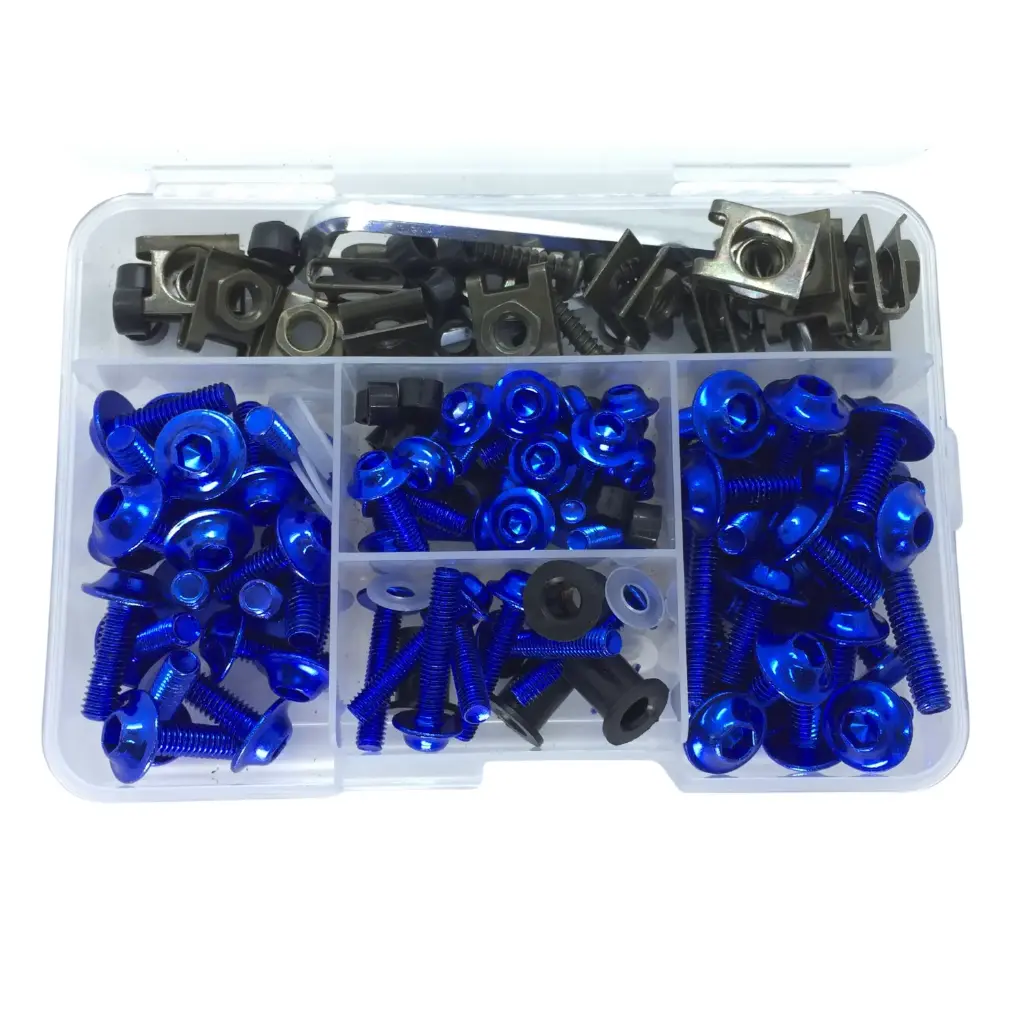 [BQ-16903] Kit De Tornillos Anodizados + Tuerca Flotante X 177 Piezas Color Azul