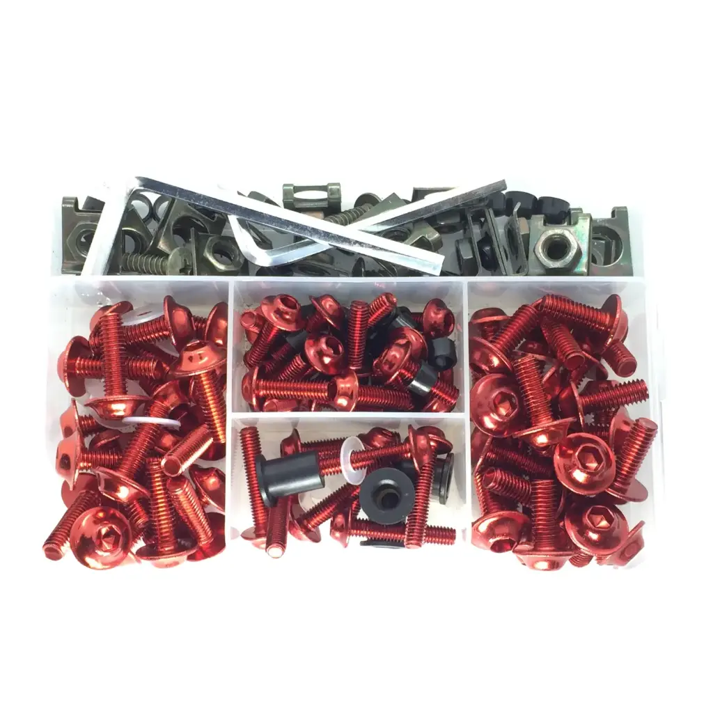 [BQ-16905] Kit De Tornillos Anodizados + Tuerca Flotante X 177 Piezas Color Rojo
