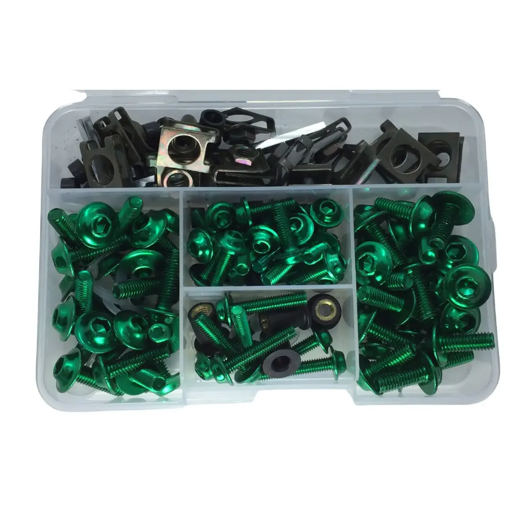 [BQ-16906] Kit De Tornillos Anodizados + Tuerca Flotante X 177 Piezas Color Verde